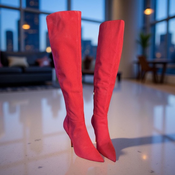 Jessica Simpson Shoes - Jessica Simpson NWT Sz 8M Elegant Red Fabric Over the Knee  Heeled Boots (SH158)